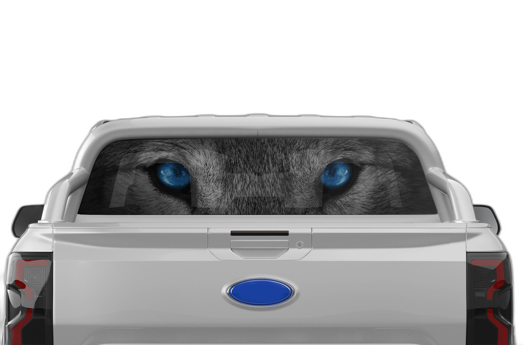 Wolf Blue Eyes Perforated Rear Window Decal Graphics for Ford Ranger 2019-2023