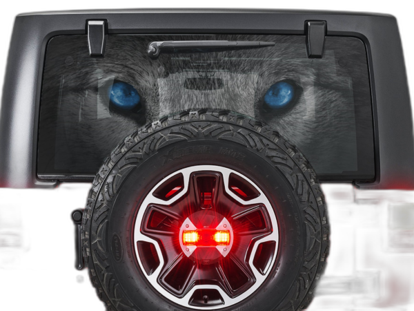 Wolf Blue Eyes Perforated Rear Window Decal Graphics for Jeep Wrangler JL