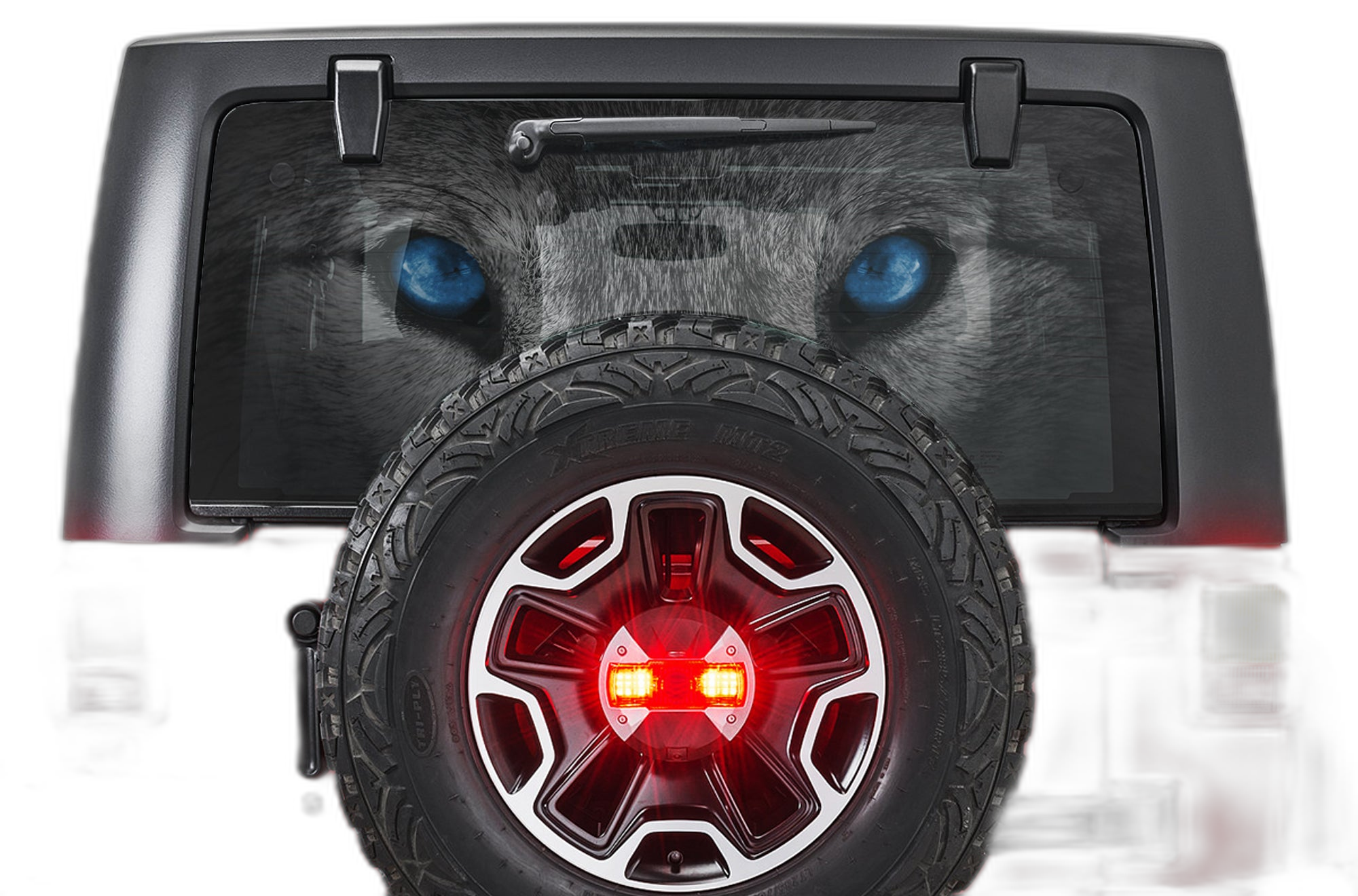 Wolf Blue Eyes Perforated Rear Window Decal Graphics for Jeep Wrangler JL