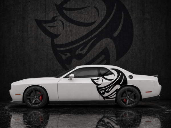 Muscle Series Dodge Challenger XL Horned Scat Head Decal - Free Mockup