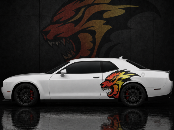 Muscle Series Dodge Challenger Gradient Cold Cat In Color XL Decal - Free Mockup