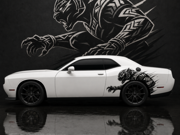 Muscle Series Dodge Challenger XL Black Panther Style Decal - Free Mockup