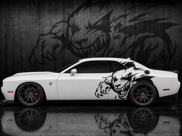 Muscle Series Dodge Challenger XL Cool Panda Decal - Free Mockup