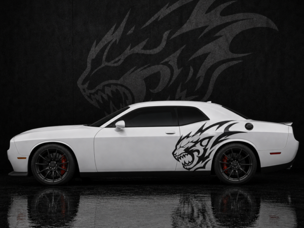 Muscle Series Dodge Challenger Hellfire Horn Cat XL Decal - Free Mockup