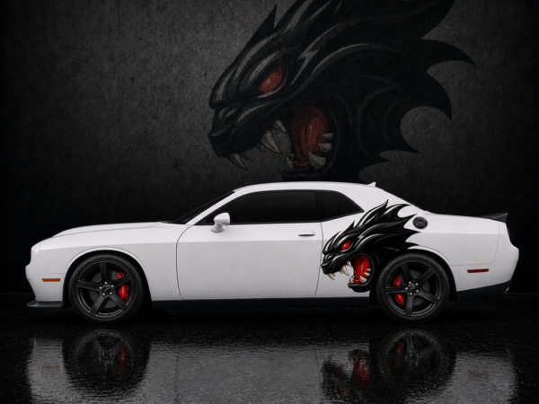 Muscle Series Dodge Challenger 3D Cat Decal - Free Mockup