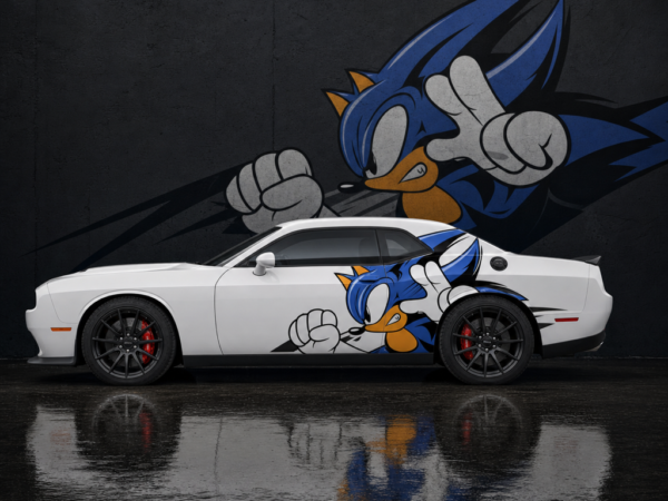 Muscle Series Dodge Challenger Blue Dash Decal - Free Mockup