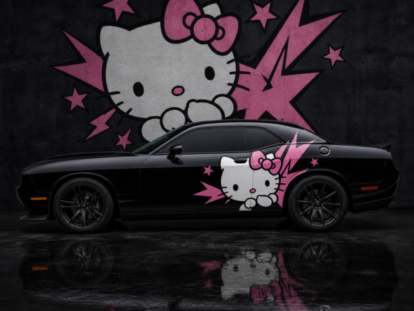 Muscle Series Dodge Challenger Kittycat Decal - Free Mockup