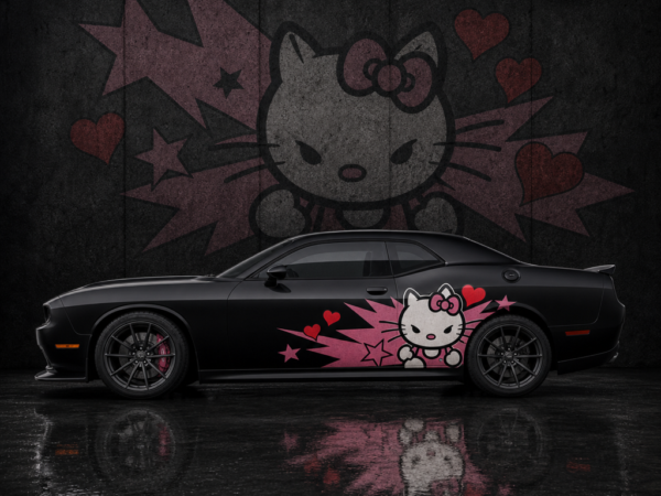 Muscle Series Dodge Challenger Kittycat D2 Decal - Free Mockup