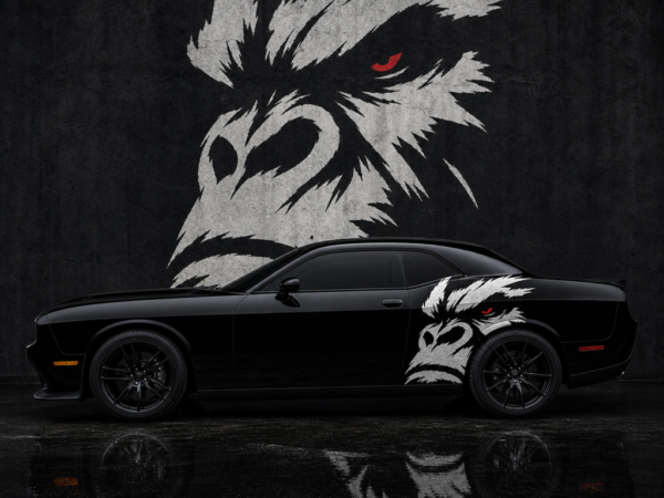 Muscle Series Dodge Challenger Rocky Hellcat XL Decal - Free Mockup