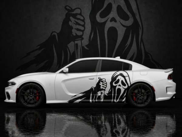 Muscle Series Dodge Charger Grunge Ghost Decal - Free Mockup