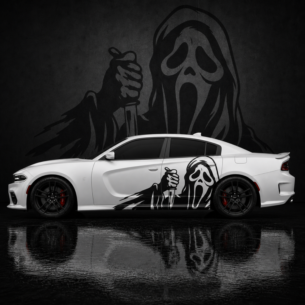 Muscle Series Dodge Charger Grunge Ghost Decal - Free Mockup