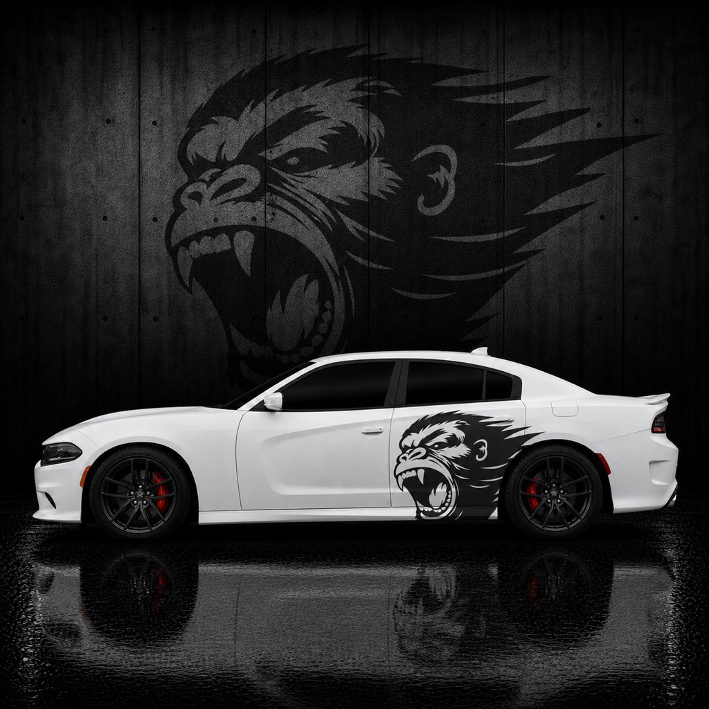Muscle Series Dodge Charger Original Silverback By No Limitz Decal - Free Mockup