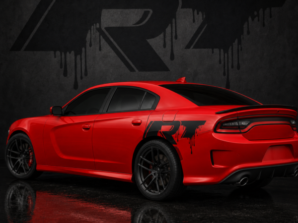 Muscle Series Dodge Charger 3D Modern RT Reckless Throttle Dripzz Rear Decal - Free Mockup