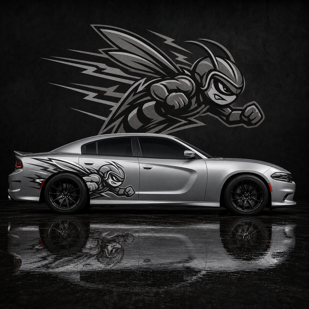 Muscle Series Dodge Charger Thunder Bee 2.0 XL Decal - Free Mockup