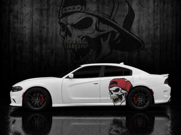 Muscle Series Dodge Charger Snapback Skull Decal - Free Mockup