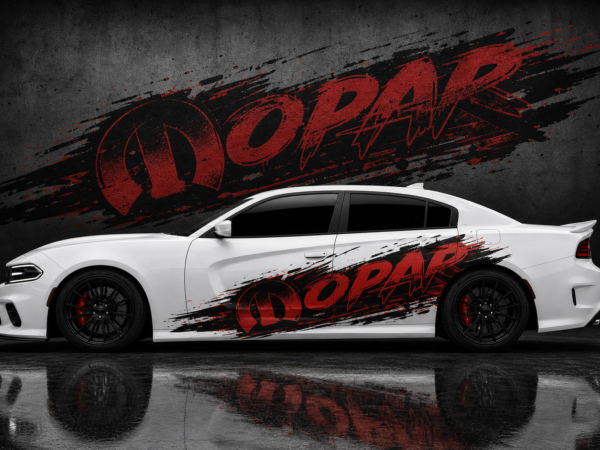 Muscle Series Dodge Charger Big M Callout Red Decal - Free Mockup