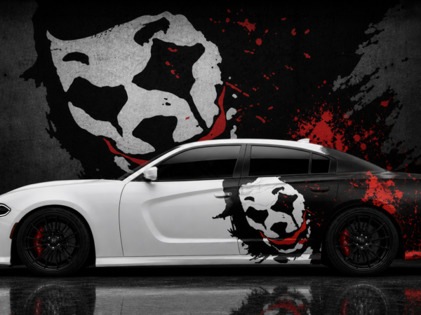 Muscle Series Dodge Charger Happy Face Half Decal - Xl Extra Large Free Mockup
