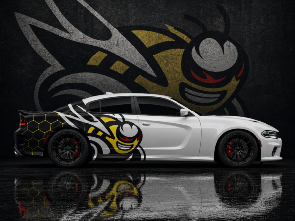 Muscle Series Dodge Charger Bee-Legendary Half Decal - Free Mockup