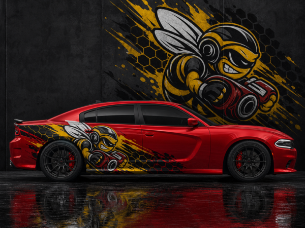 Muscle Series Dodge Charger 3D Scat Decal - Free Mockup
