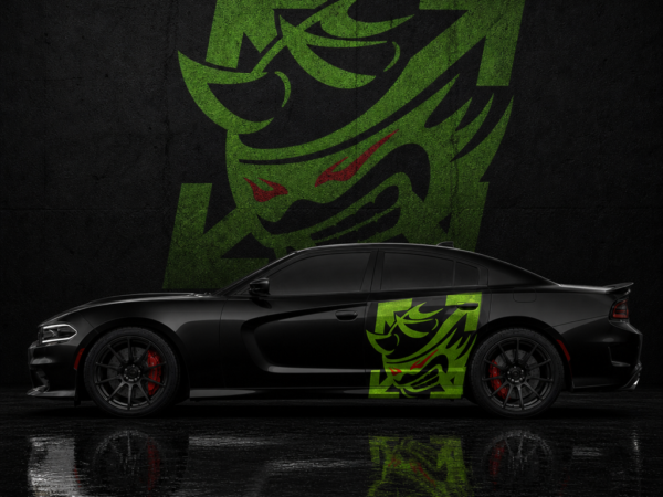 Muscle Series Dodge Charger Off-Scat Green Decal - Free Mockup