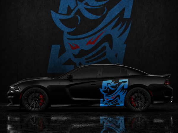 Muscle Series Dodge Charger Off-Scat Blue Decal - Free Mockup
