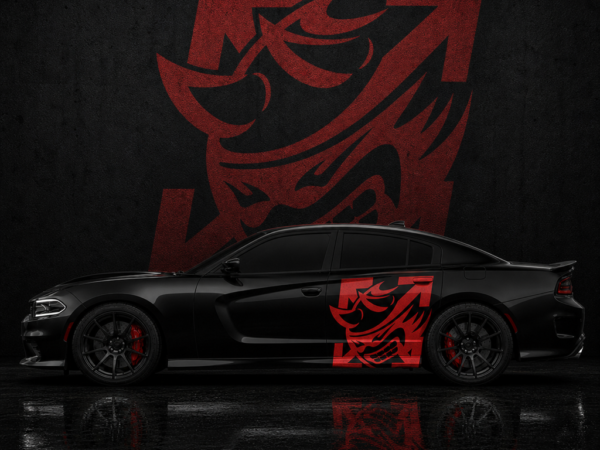 Muscle Series Dodge Charger Off-Scat Red Decal - Free Mockup
