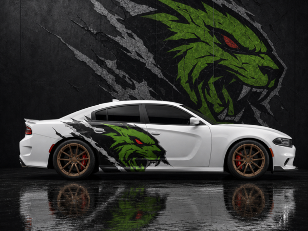 Muscle Series Dodge Charger Green Rocky Hellcat Decal - Free Mockup