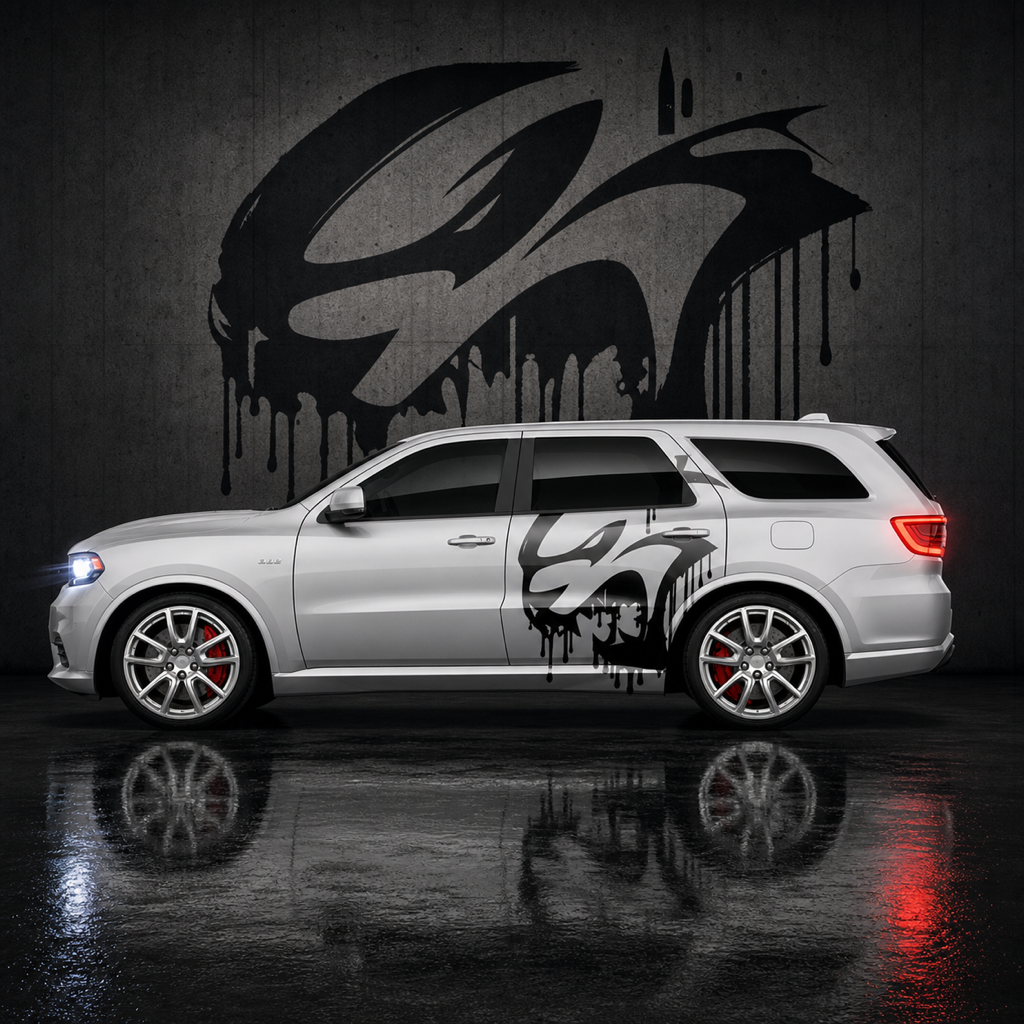 Muscle Series Dodge Durango Drippy Cat Decal - Free Mockup