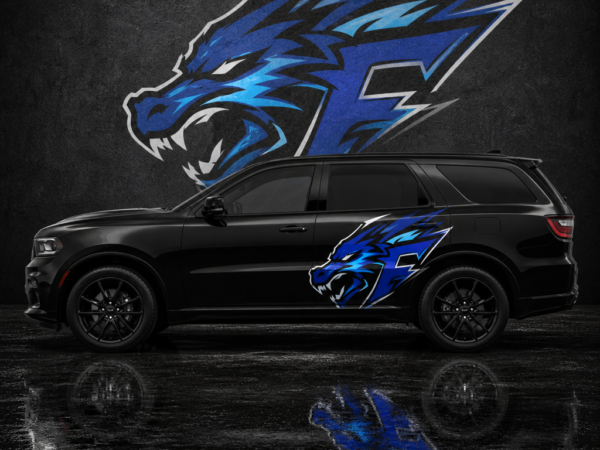 Muscle Series Dodge Durango Off-Cat Blue Decal - Free Mockup