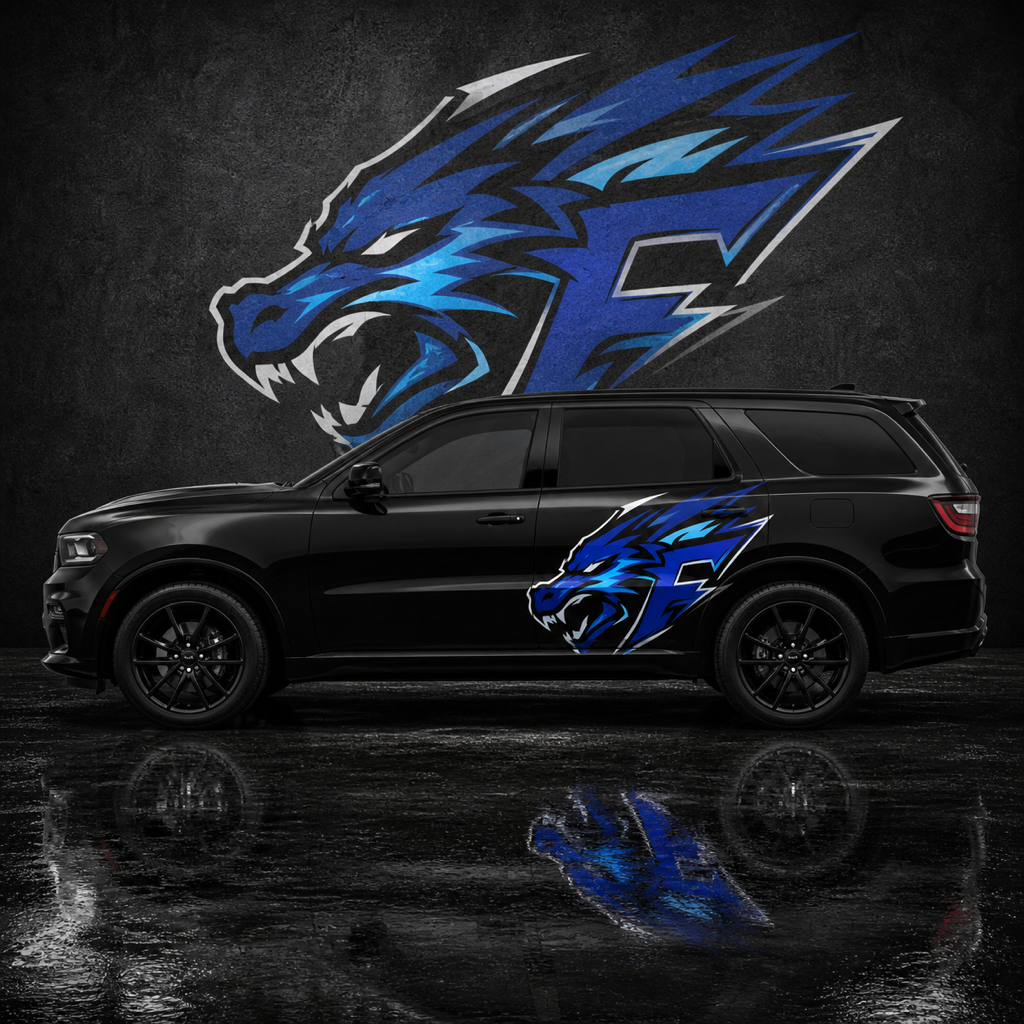 Muscle Series Dodge Durango Off-Cat Blue Decal - Free Mockup