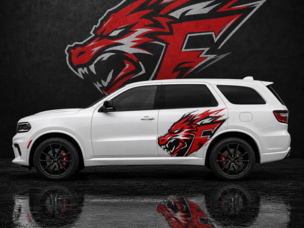 Muscle Series Dodge Durango Off-Cat Red Decal - Free Mockup