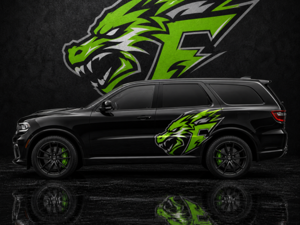 Muscle Series Dodge Durango Off-Cat Green Decal - Free Mockup
