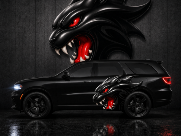 Muscle Series Dodge Durango 3D Cat Decal - Free Mockup