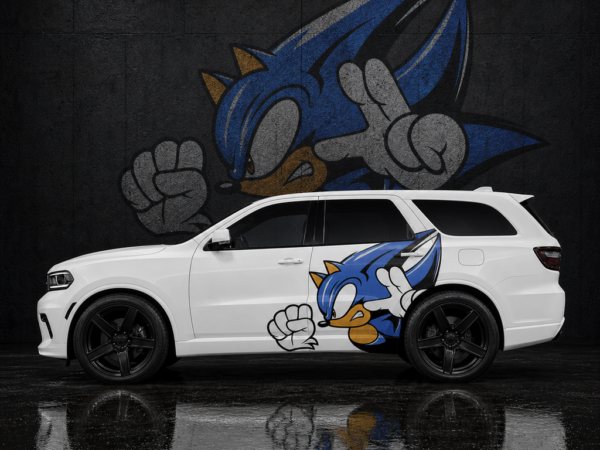 Muscle Series Dodge Durango Blue Dash Decal - Free Mockup