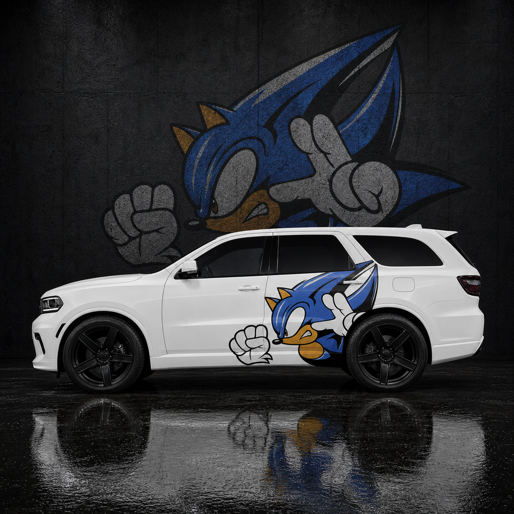 Muscle Series Dodge Durango Blue Dash Decal - Free Mockup