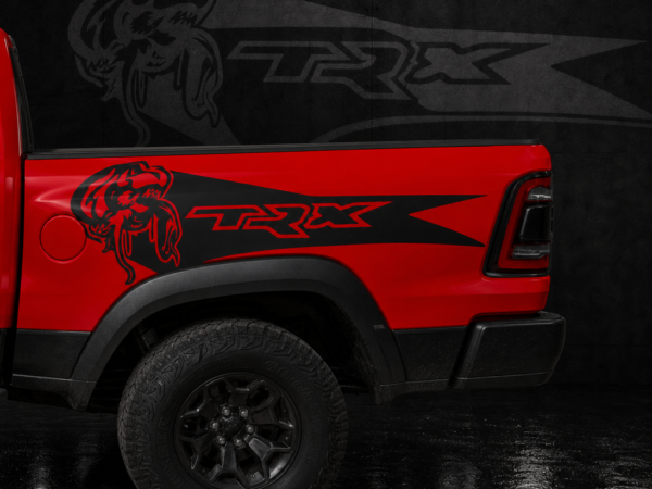 Muscle Series Ram TRX T-Rex Ignition Style Raptor Eater Decal - Free Mockup