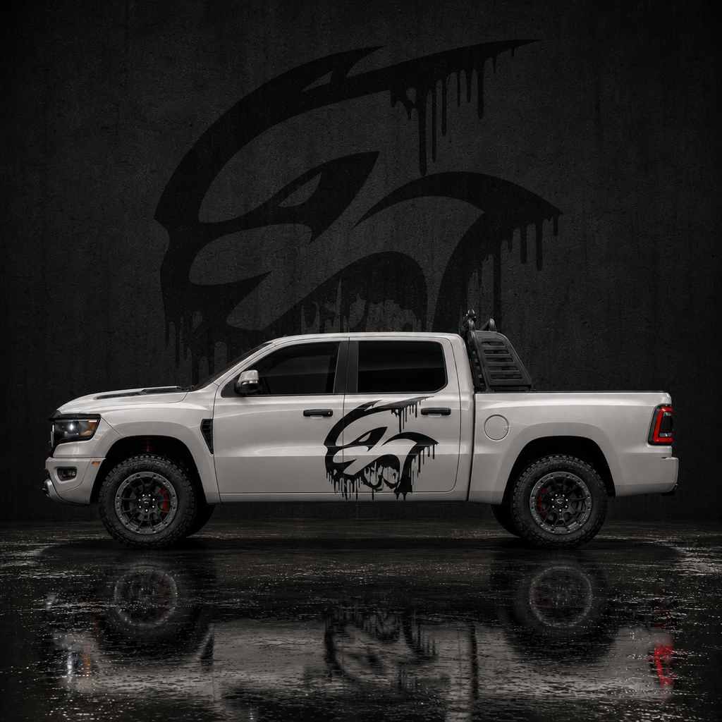 Muscle Series Ram TRX Drippy Cat TRX Decal - Free Mockup