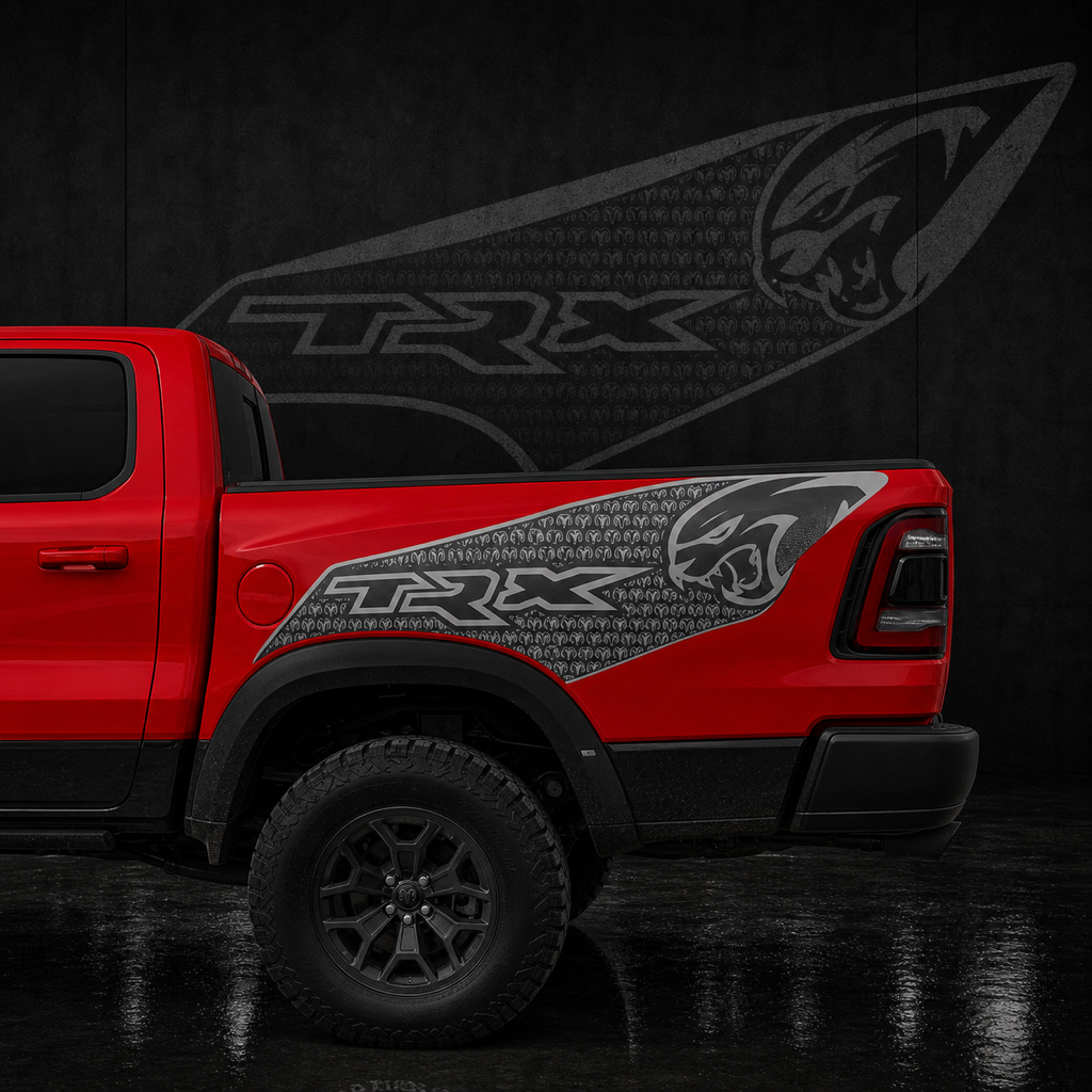 Muscle Series Ram TRX Hot-New-Item T-Rex Ignition Style Special Decal - Free Mockup