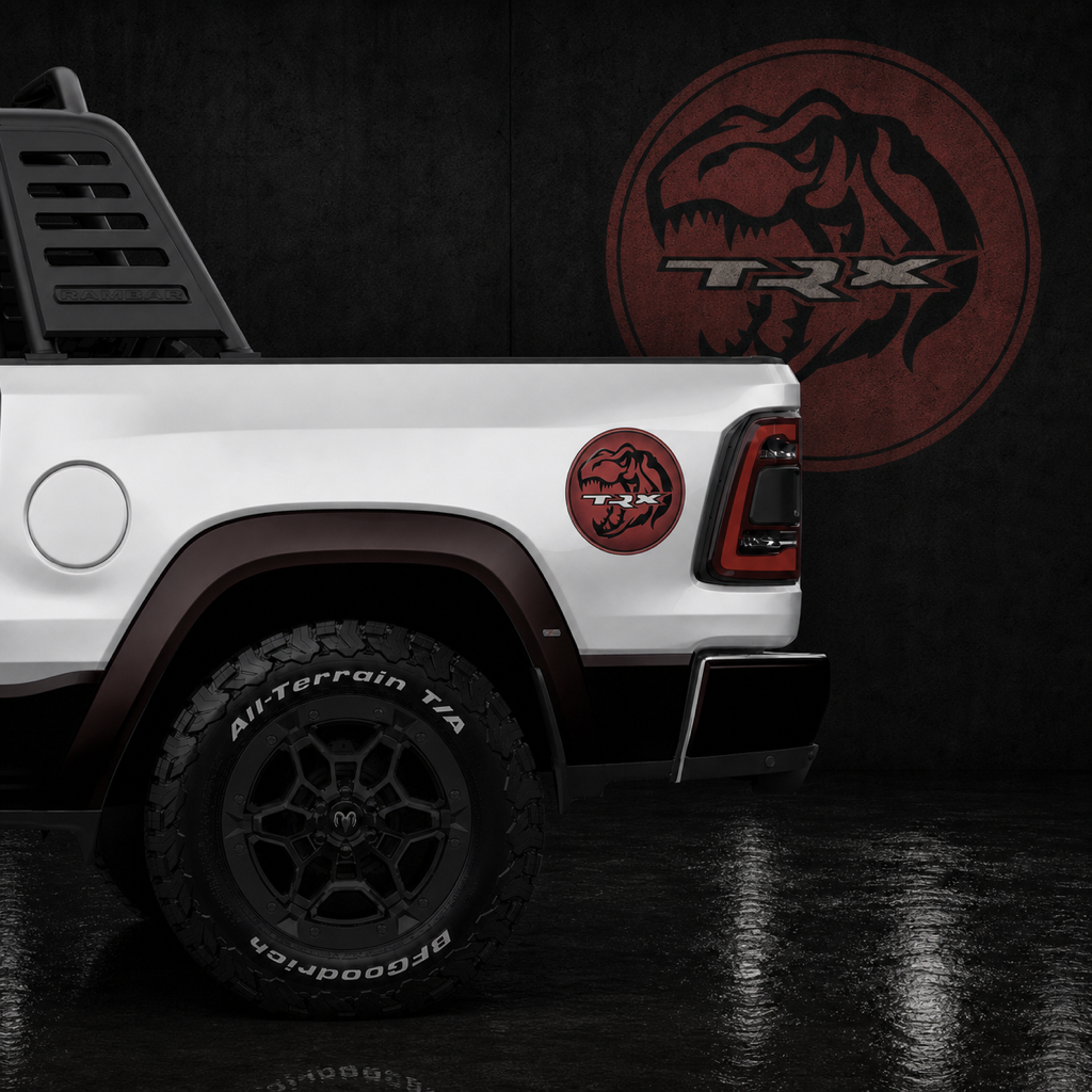 Muscle Series Ram TRX TRX Stripe REX Faded Red Decal - Free Mockup