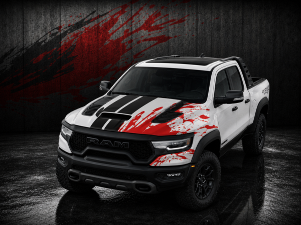Muscle Series Ram TRX Blood Paint Splatter Decal - Free Mockup