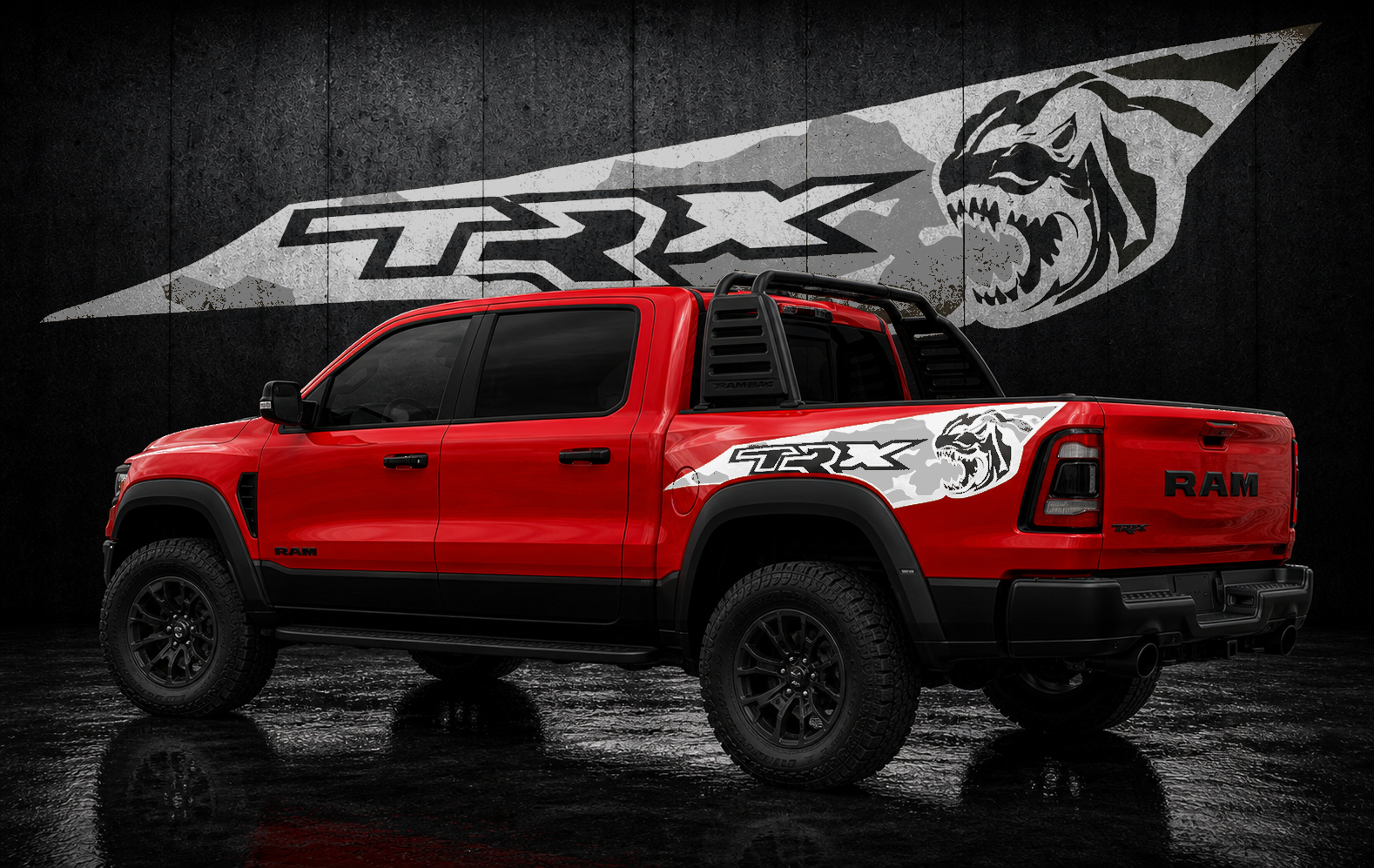 Muscle Series Ram TRX T-Rex Ex Design Decal - Free Mockup